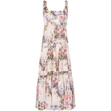 floral print flared midi dress