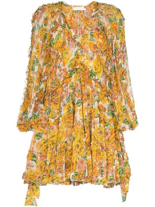 floral print V-neck dress展示图