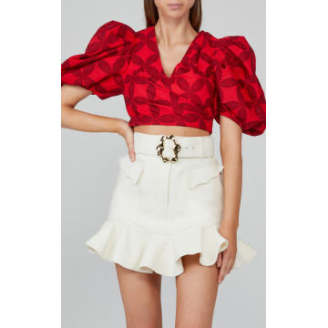 Nadia Belted Cotton-Linen Mini Skirt