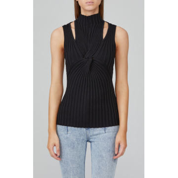 Collins Cutout Ribbed-Knit Turtleneck Top