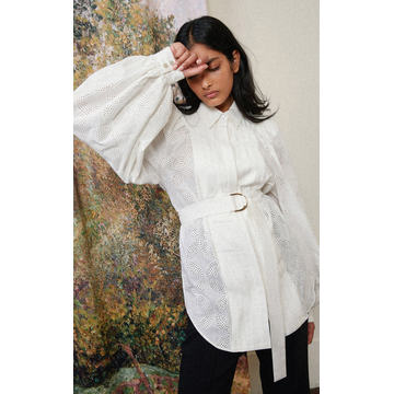 Klara Pintucked Cotton-Broderie Shirt