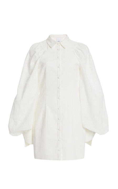 Lola Broderie-Sleeve Cotton Shirt Dress展示图