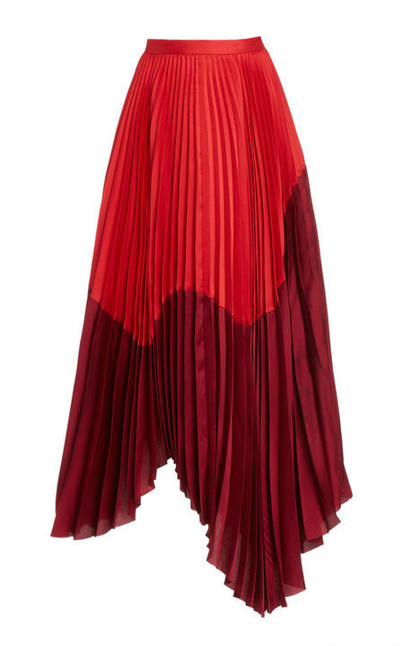 Flora Two-Tone Pleated Satin Skirt展示图