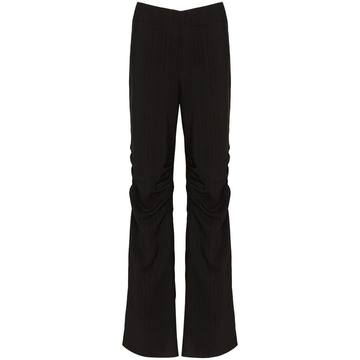 Allison gathered-knee slim-leg trousers