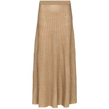 lurex-detailing pleated midi skirt