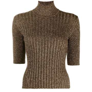 ribbed mock-neck top