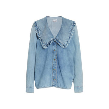 Light-Wash Denim Button-Down Shirt