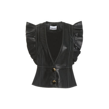 Flutter-Sleeve Leather Vest