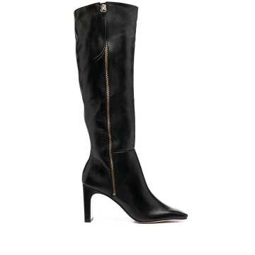 square-toe leather boots