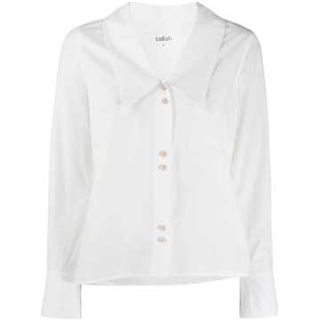 oversized-collar button-up shirt