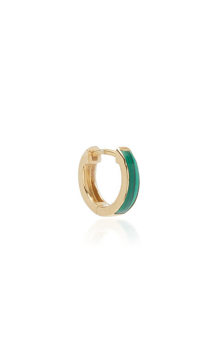 14K Yellow Gold Malachite Single Hoop Earring展示图