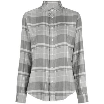 plaid-print embroidered-logo shirt