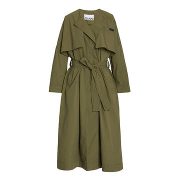 Belted Stretch Canvas Trench Coat