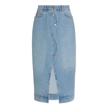 Distressed Stretch Denim Skirt