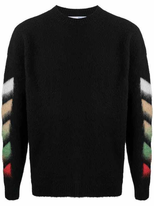 DIAG BRUSHED CREW NECK BLACK MULTICOLOR展示图