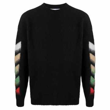 DIAG BRUSHED CREW NECK BLACK MULTICOLOR