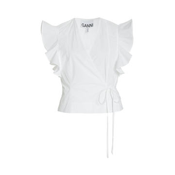 Cotton-Poplin Wrap Top