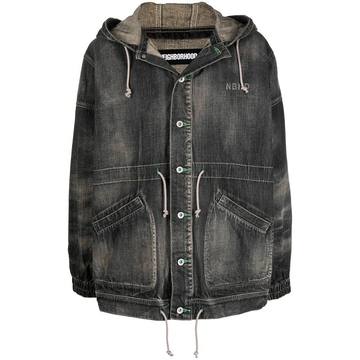 hooded stonewash denim jacket