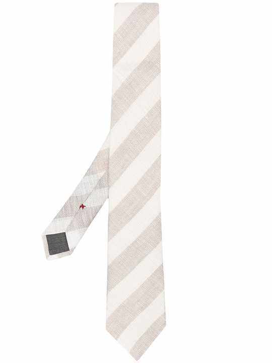 stripe-pattern pointed tie展示图