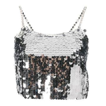 sequin-embellished cropped top