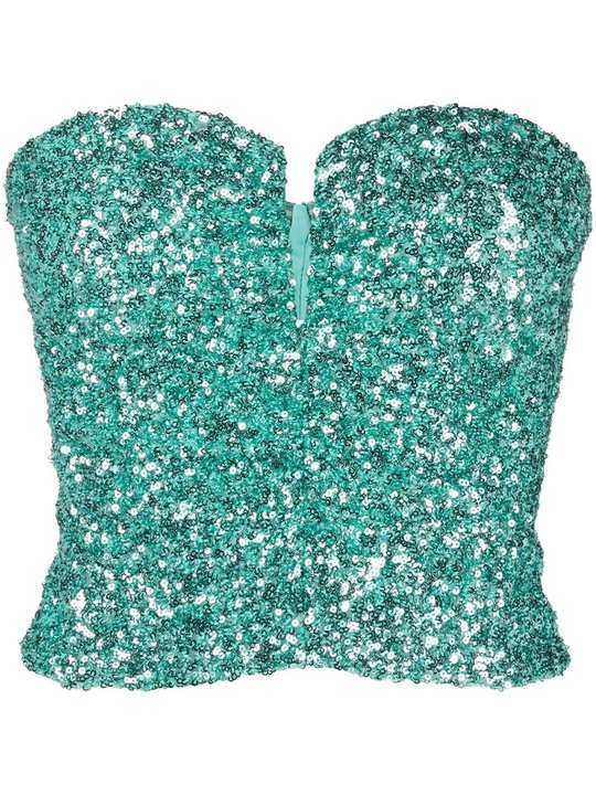 sequin-embellished bustier blouse展示图