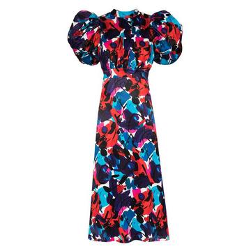 Dawn painted flower print midi dress