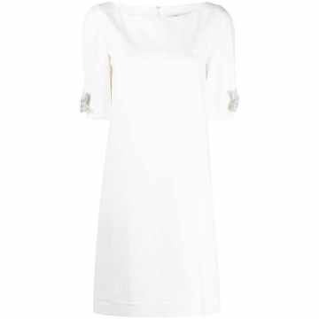 bow-sleeve shift dress