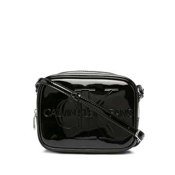 logo embossed satchel bag