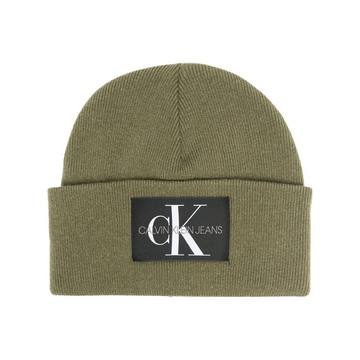 knitted logo patch beanie hat