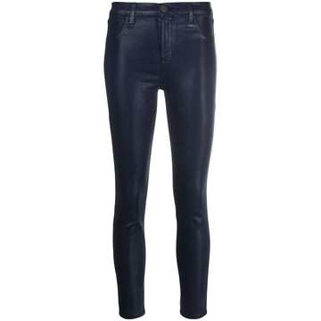 high-shine skinny cut trousers