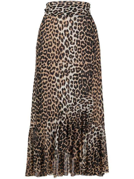 leopard print tie waist skirt展示图