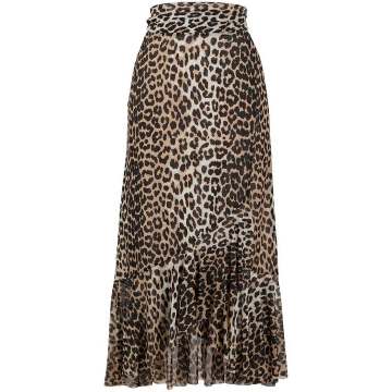 leopard print tie waist skirt