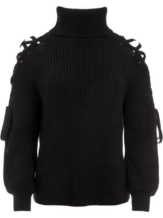 lace-up roll neck jumper展示图