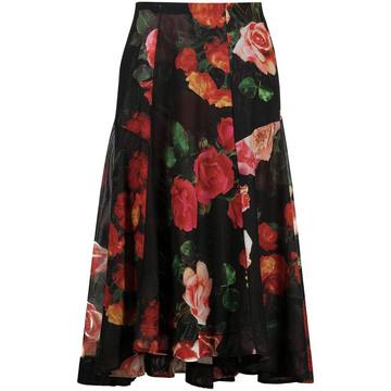 pleated floral print skirt