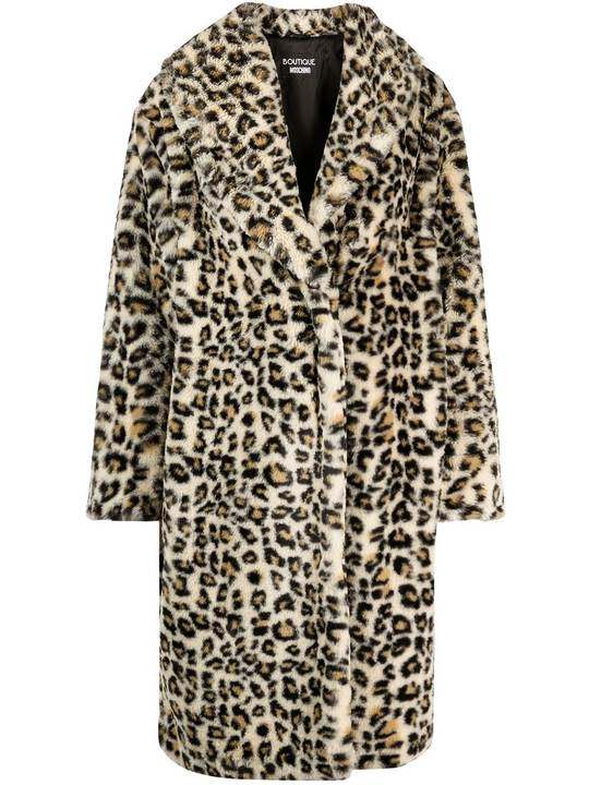 leopard print single-breasted overcoat展示图