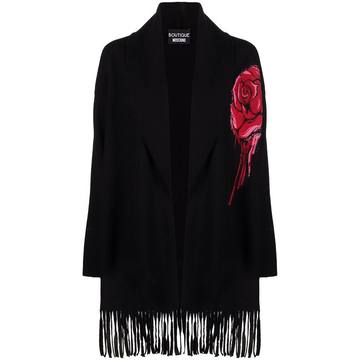 fringed rose wool cardigan