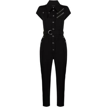 belted snap-fastened jumpsuit