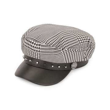 houndstooth pattern baker boy cap