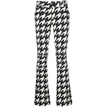 houndstooth-print flared trousers