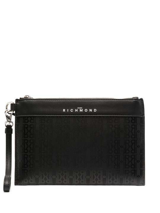 logo-print monogram clutch bag展示图