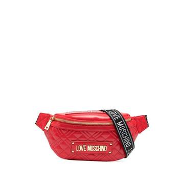 logo-plaque quilted belt bag