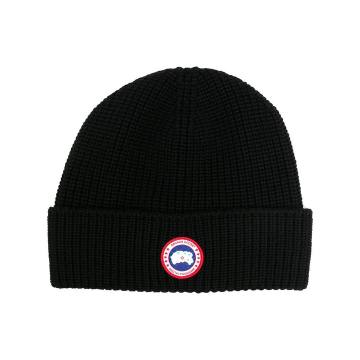 embroidered logo patch beanie