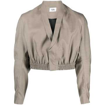 smocked waist cropped jacket