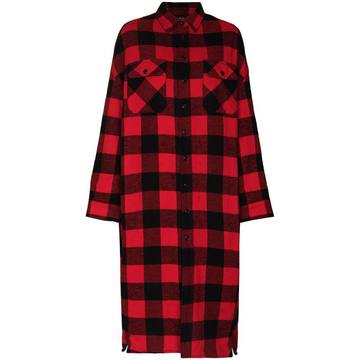 long padded checked overshirt coat