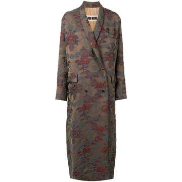 floral jacquard double breasted coat