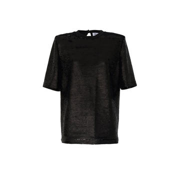 Padded-Shoulder Sequined T-Shirt