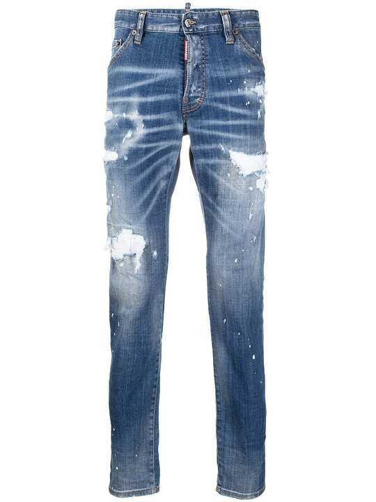 Icon distressed slim-fit jeans展示图