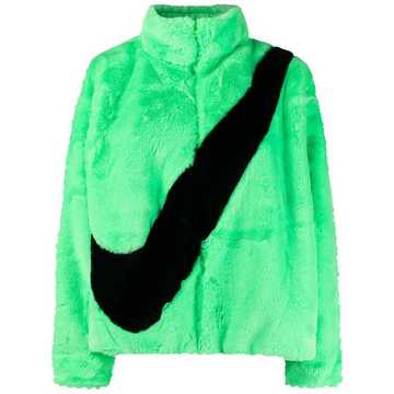 signature swoosh logo-print faux-fur jacket