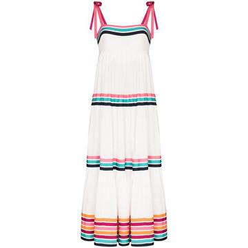 Lulu ribbon linen tiered maxi dress