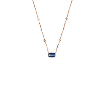 14K Rose Gold Iolite, Diamond Necklace